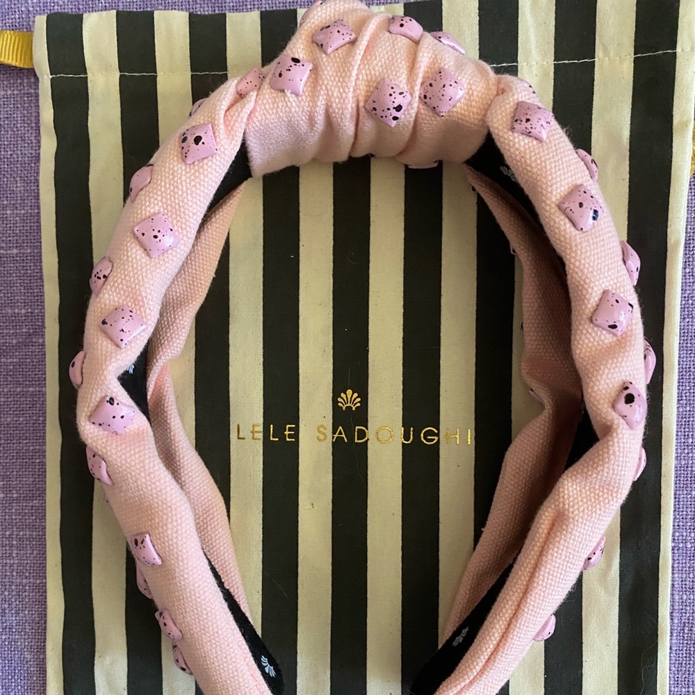 Lele Sadoughi pink canvas studded headband. 2020 style.